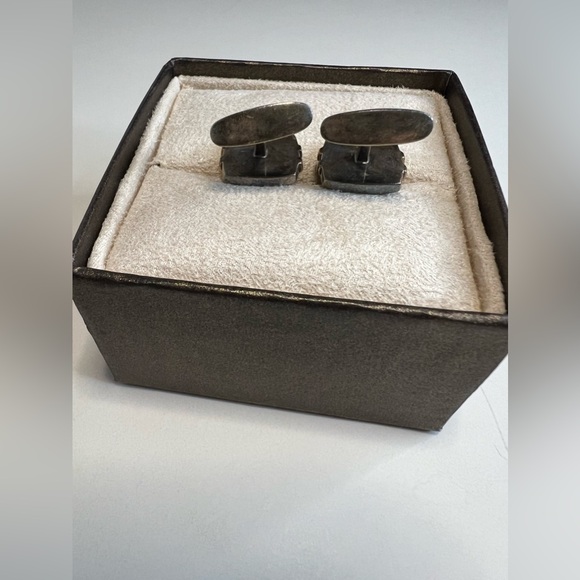 Stainless Steel Agate Cuff Links w/ 18k gold accents - Picture 4 of 5